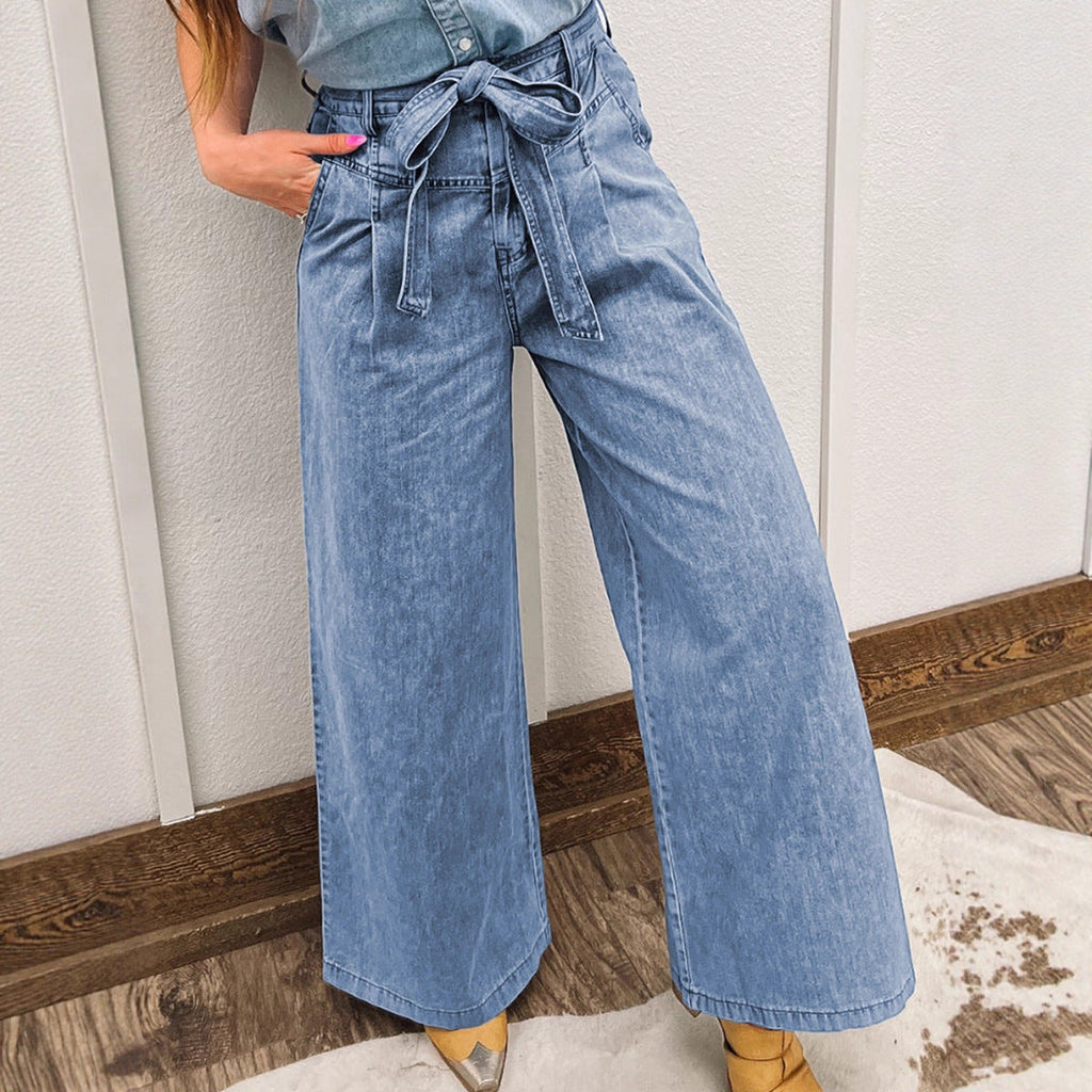 Denim Jeans With Bow Details