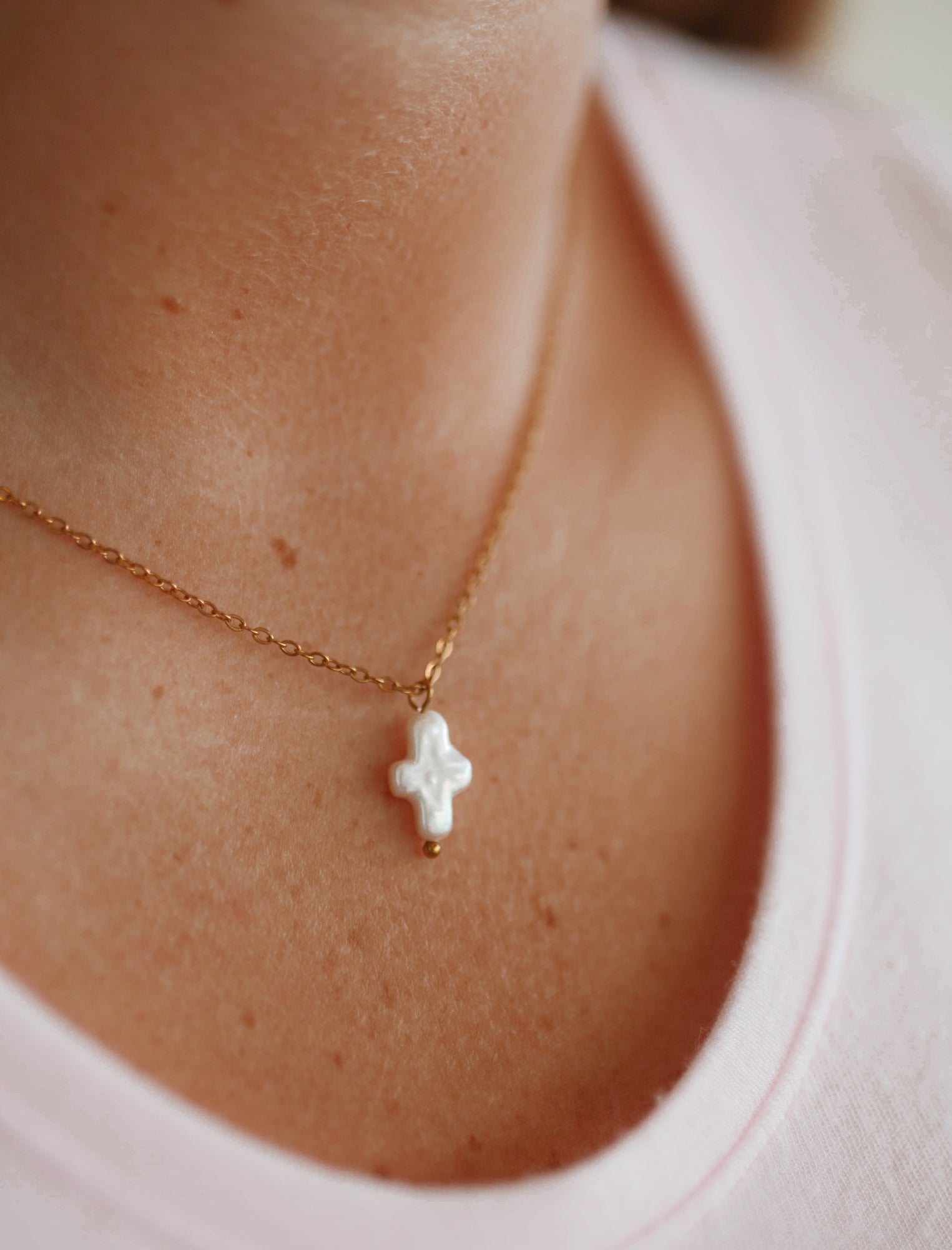Freshwater Pearl Cross Necklace
