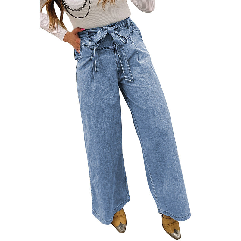 Denim Jeans With Bow Details