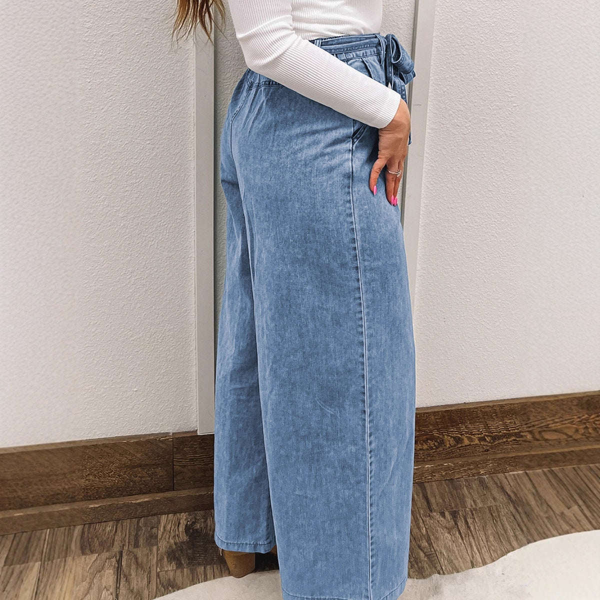 Denim Jeans With Bow Details