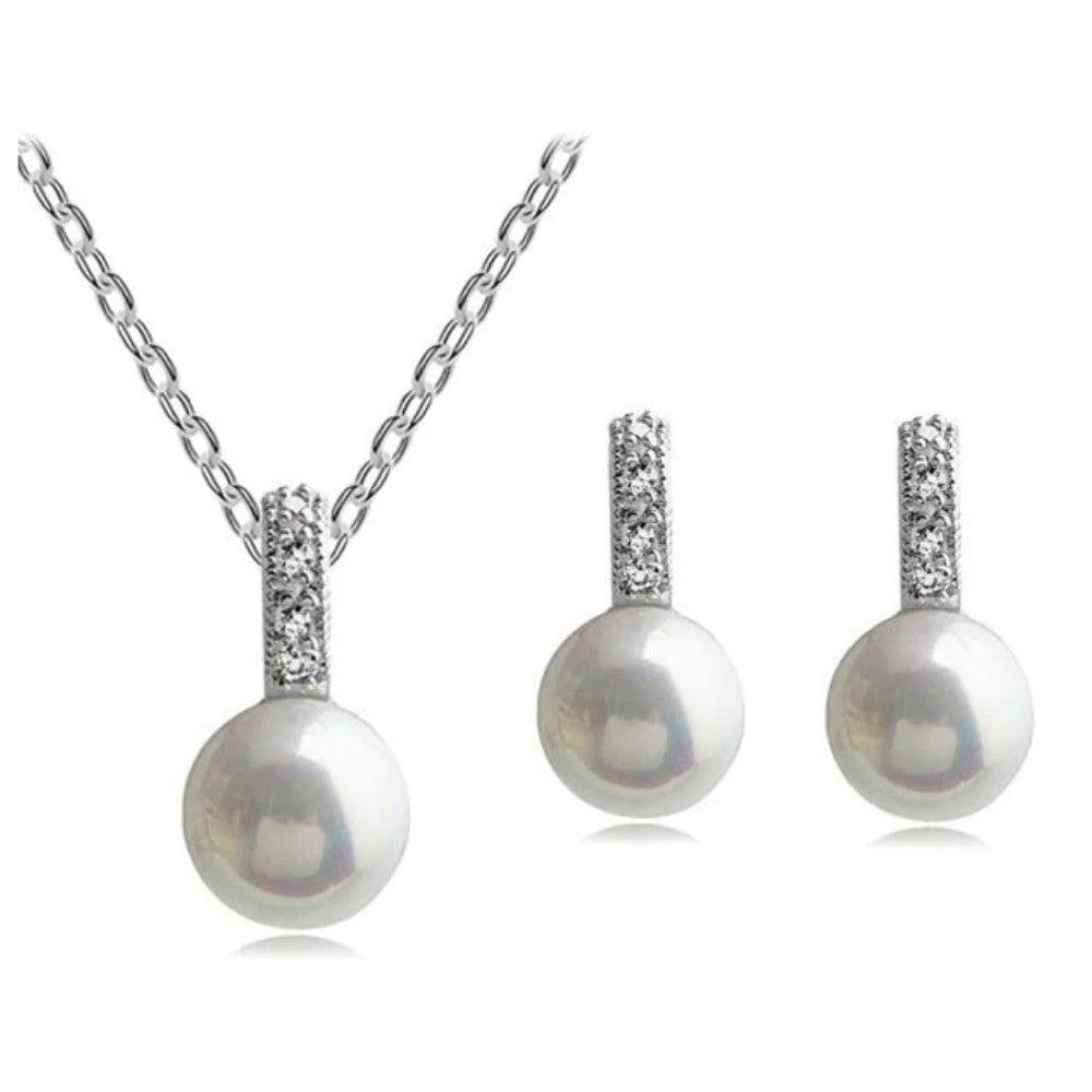 Faux Pearl Necklace and Earring Set