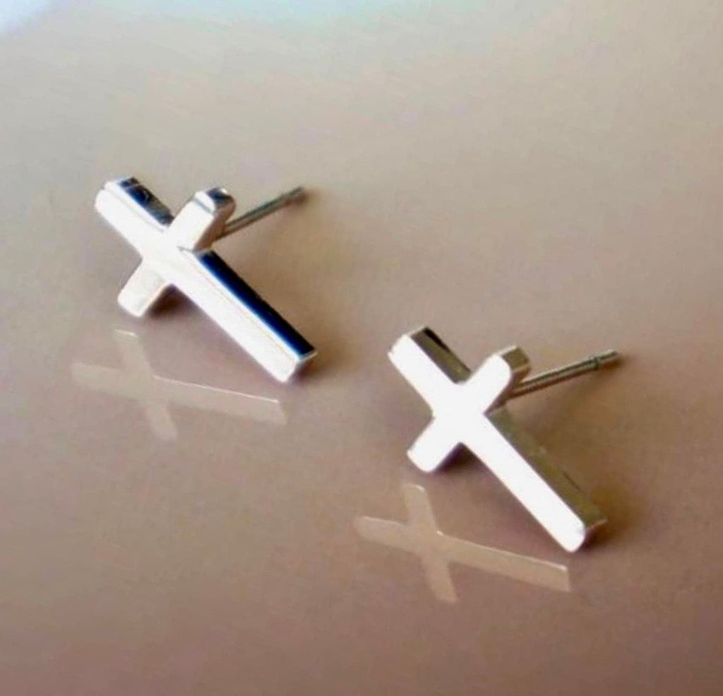 Dainty cross stud earrings
