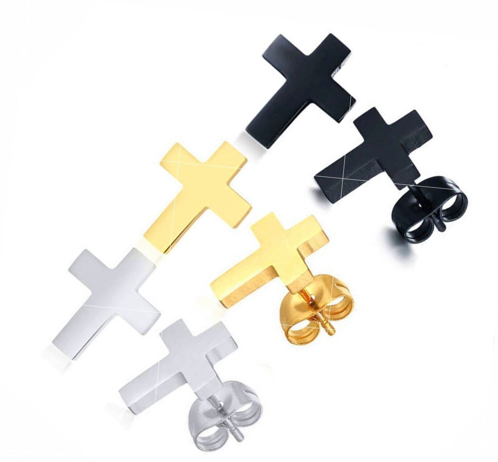 Dainty cross stud earrings