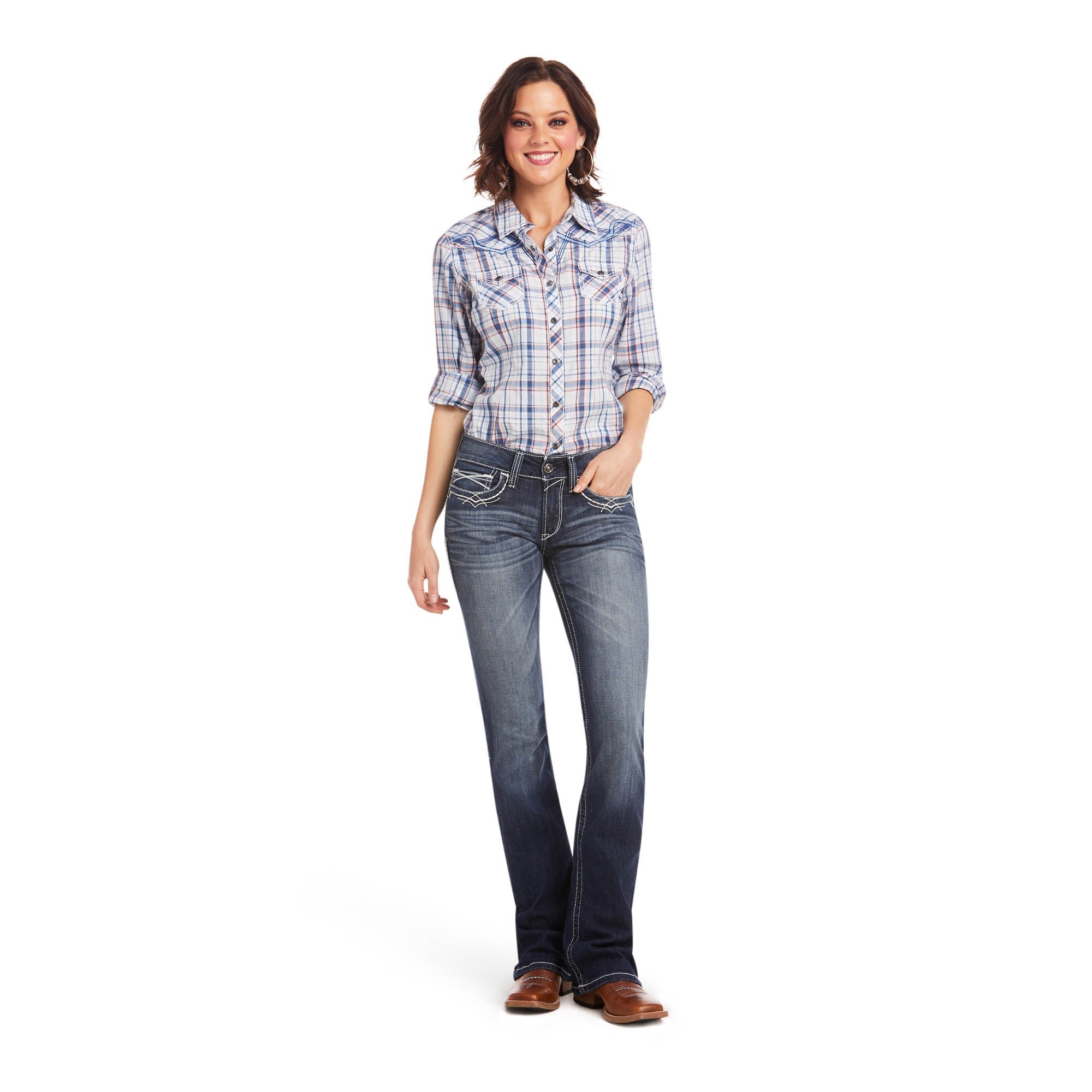 Ariat Mid Rise Boot Cut Jeans, Entwined Stitch