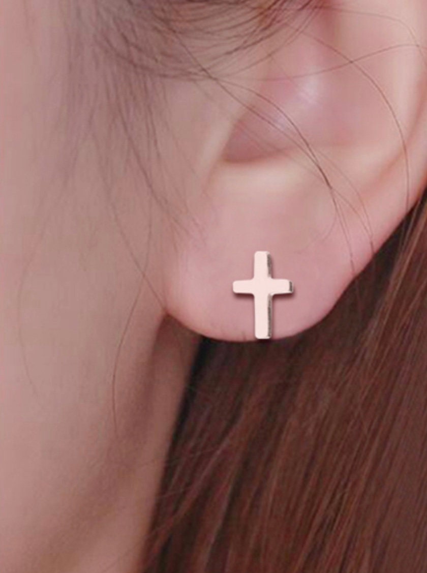 Dainty cross stud earrings