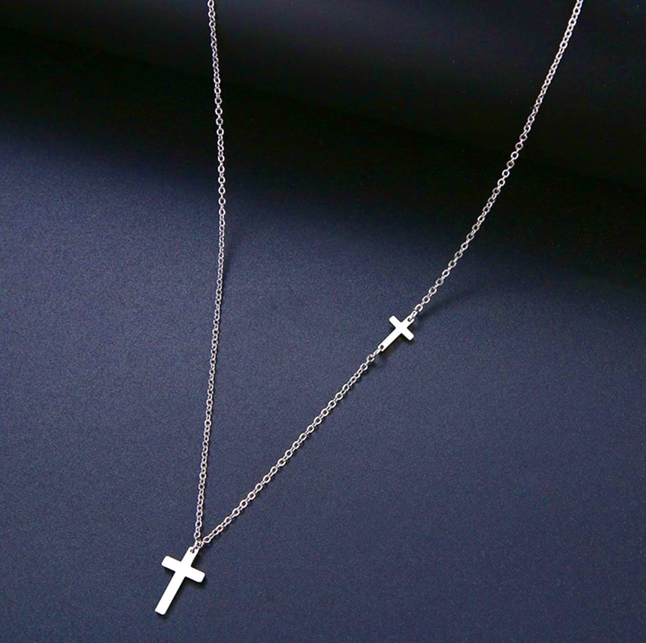 Double Sideways Cross Necklace