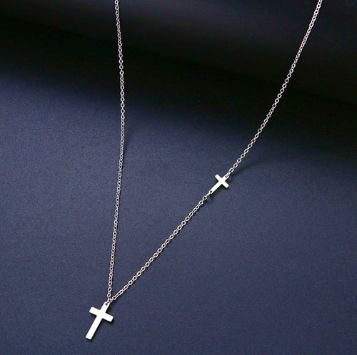 Double Sideways Cross Necklace