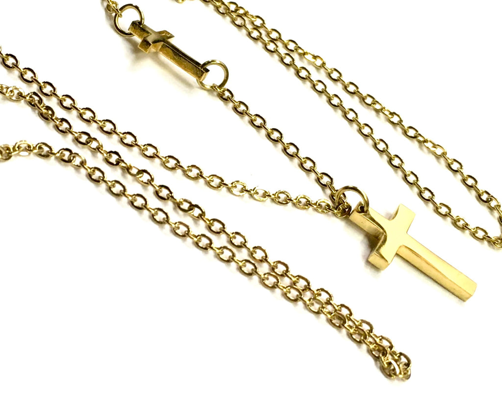 Double Sideways Cross Necklace