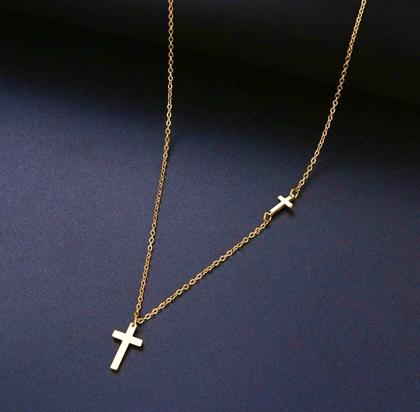 Double Sideways Cross Necklace